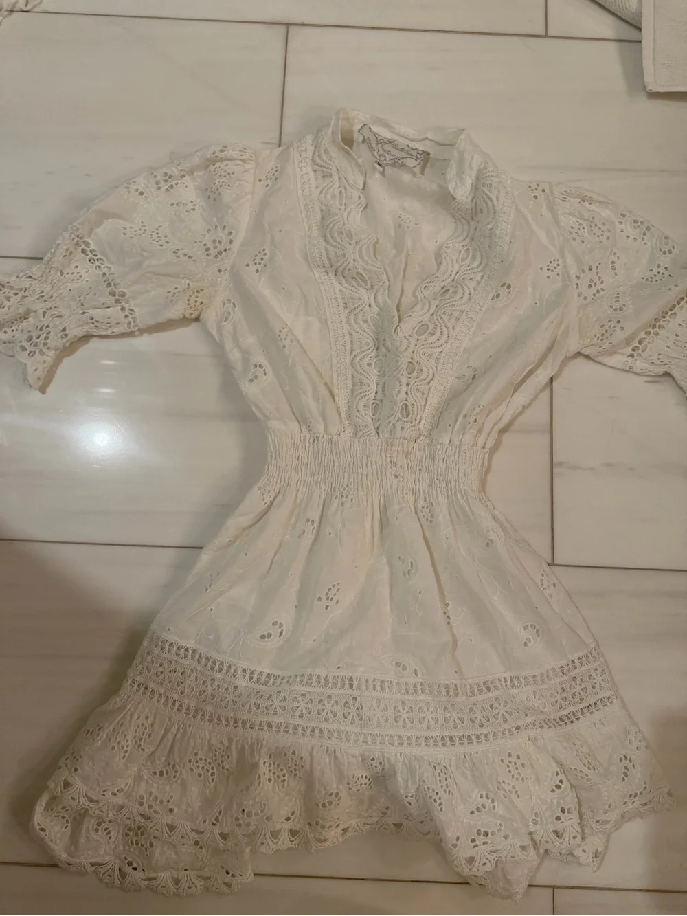 Temptation Positano White Eyelet Lace Short Dress - Picture 3 of 4
